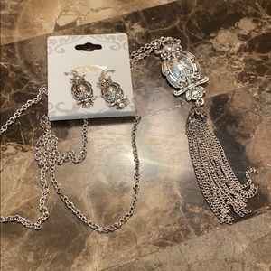 Owl earrings & necklace set